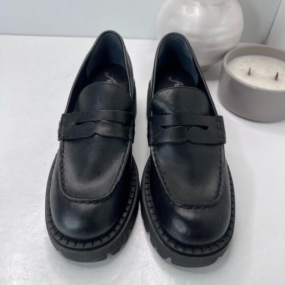 Free People Lyra Lug Sole Loafers Leather Black Women 5/EU 36 Tried On - Picture 5 of 11